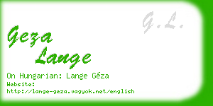 geza lange business card